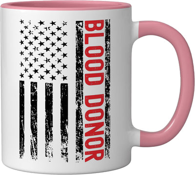 Taza Cerámica Bandera Americana Desgastada Rosa/Blanca
