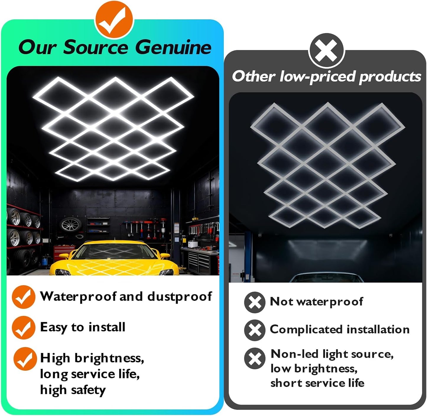 Luces hexagonales LED para garaje y almacenes