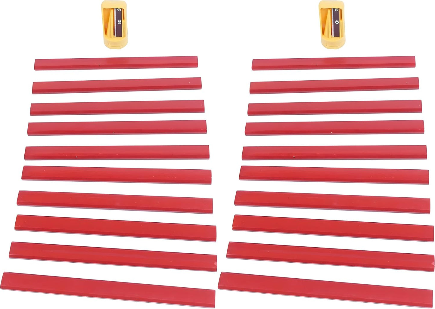 Set 20 Lápices Carpintería Rojos con Sacapuntas