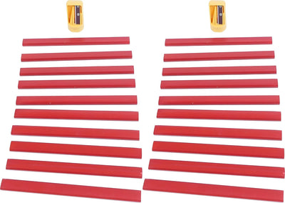 Set 20 Lápices Carpintería Rojos con Sacapuntas