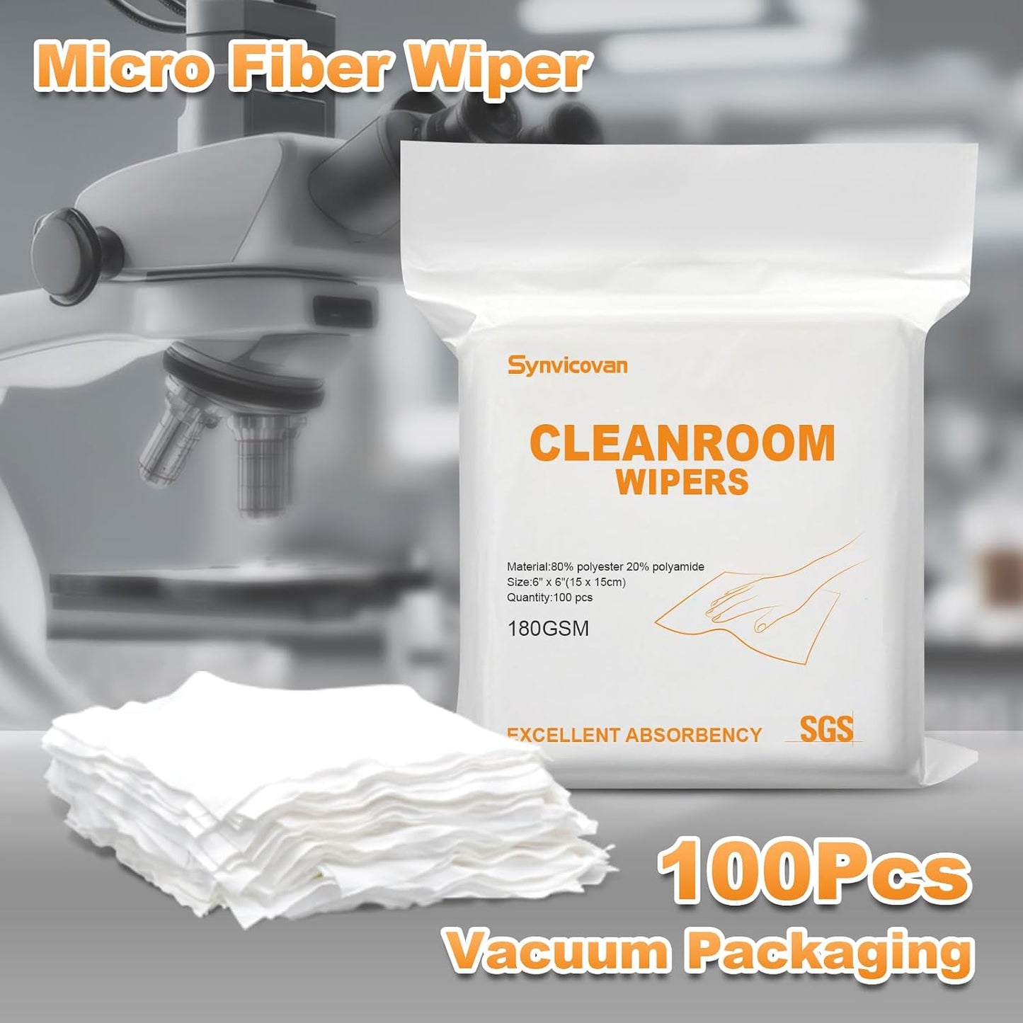 Toallitas microfibra 6x6pulg 100uds clase 100 reutilizables