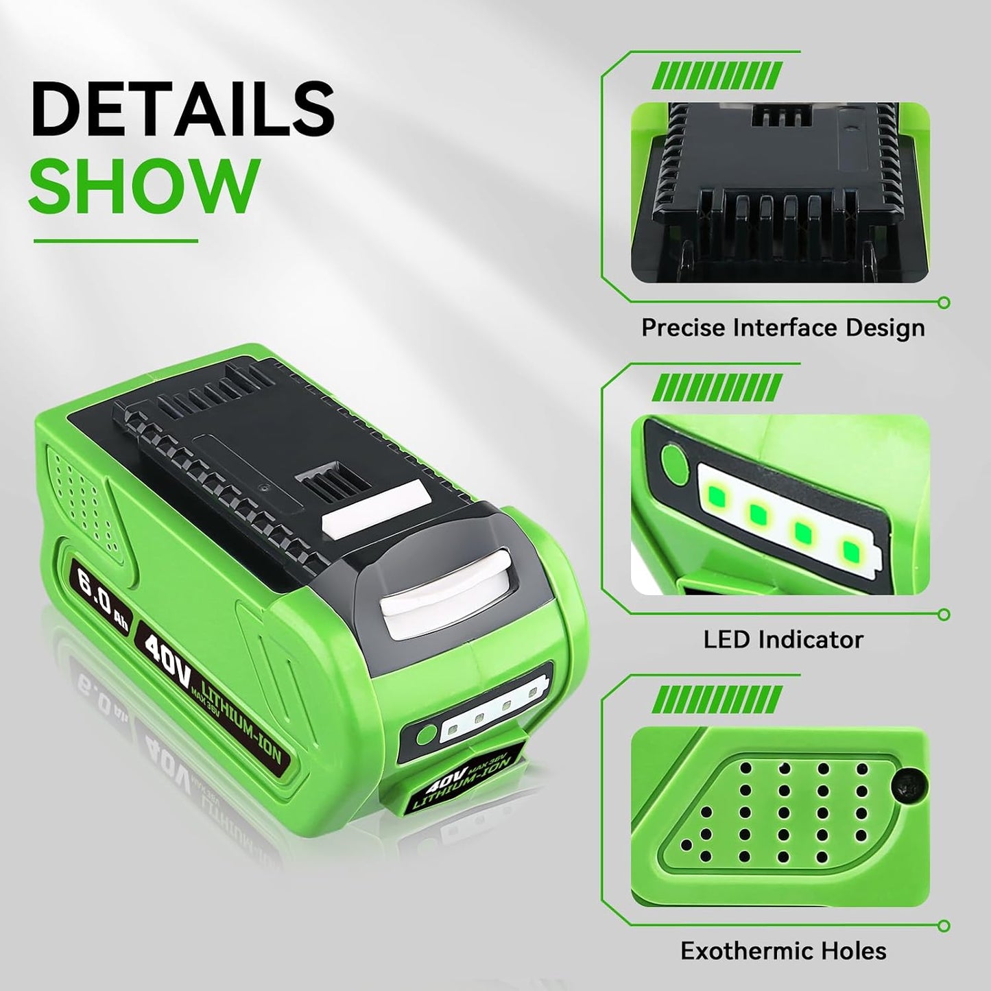Batería 40V iones litio comp Greenworks 29462