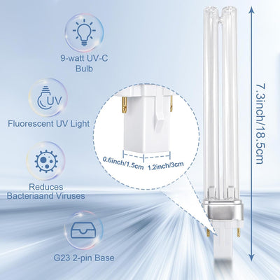 Bombilla UV-C 9 W para D200 HVAC base G23 2 pines set 2