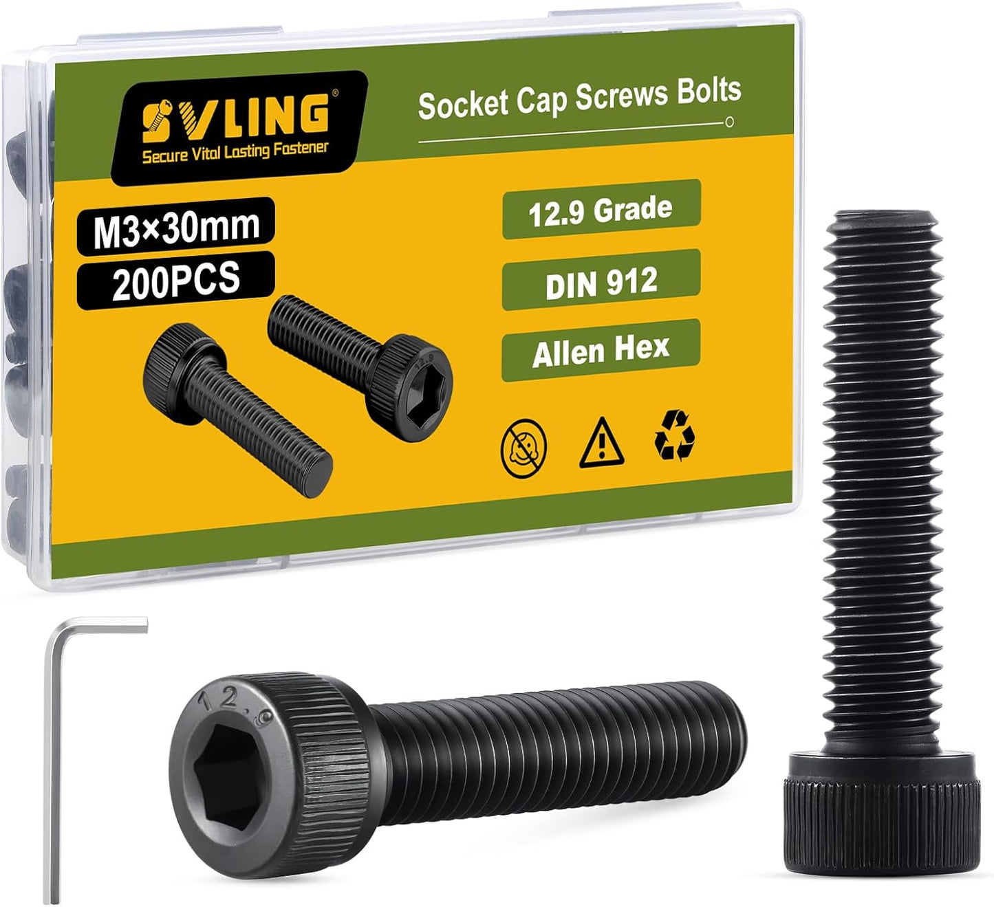 Perno M3 x 1.18pulg acero aleación grado 12.9 cabeza hex