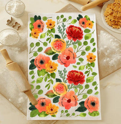 Toalla de cocina Flower Floral FCK Tru divertida con diseño floral