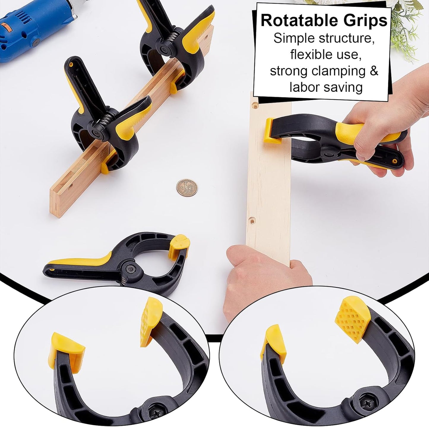 4 Pzas Pinzas Plástico Resistente Tamaño Grande para Madera