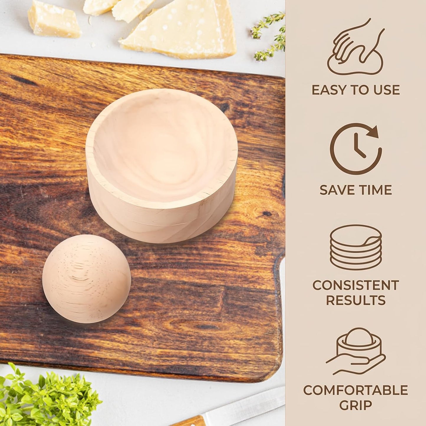 Máquina de albóndigas de madera para cocineros caseros