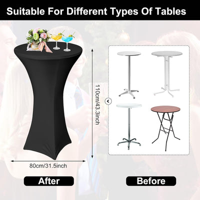 Paquete de 2 fundas elásticas de elastano para mesa de cóctel color negro 32"
