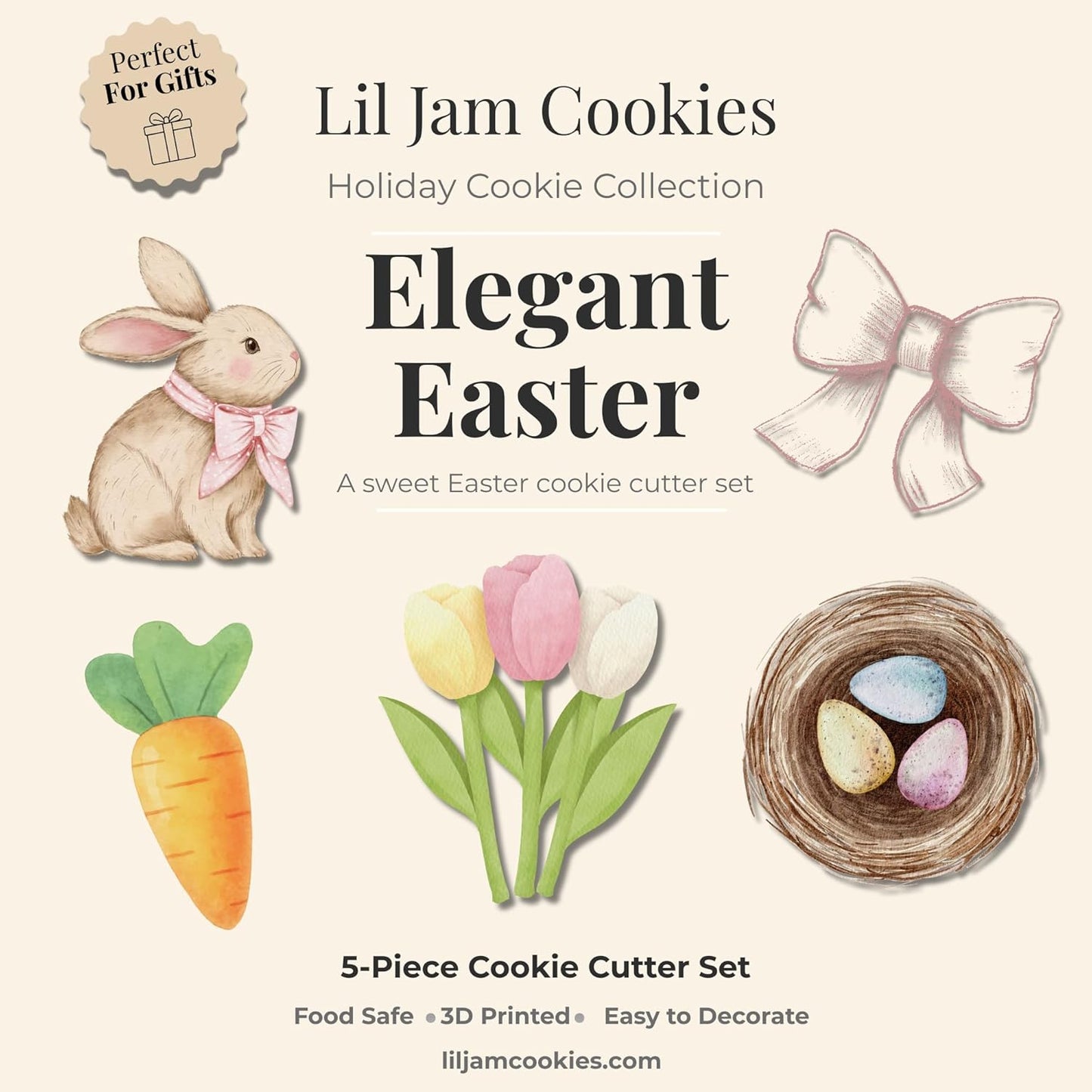 Juego de cortadores de galletas para Pascua elegante
