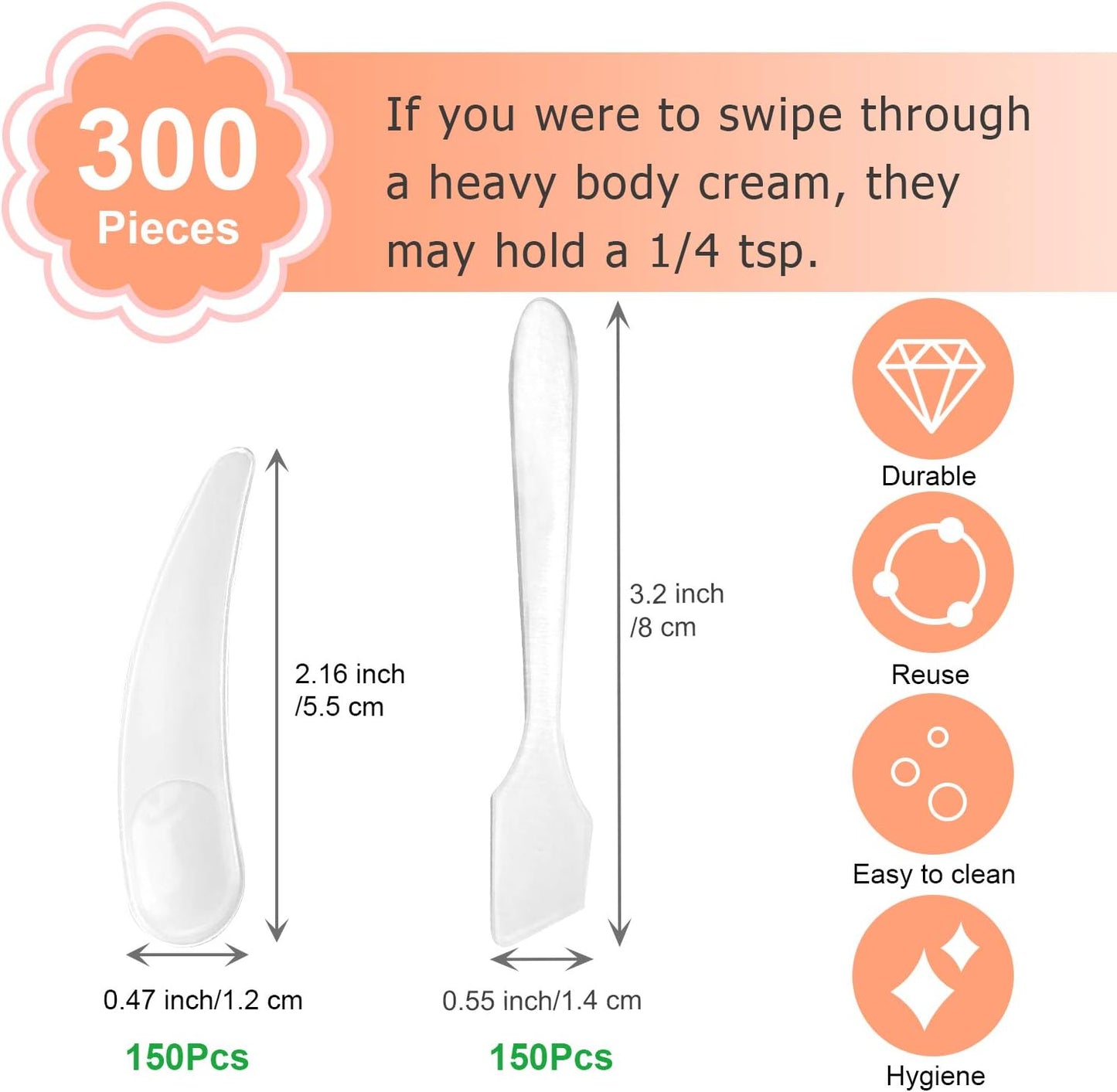 Set 300 espátulas y cucharas cosméticas plástico transparente
