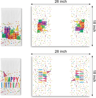 Juego de 2 paños de cocina con diseño feliz cumpleaños colorido