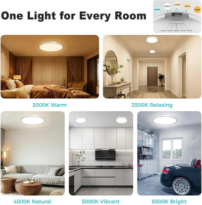 6 Luces LED empotradas 13pulg regulables 5 colores 24W dormitorio