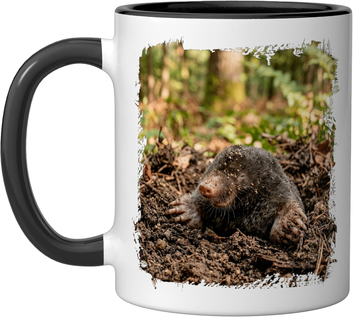 Taza cerámica Curious Mole estilo minimalista para fauna subterránea