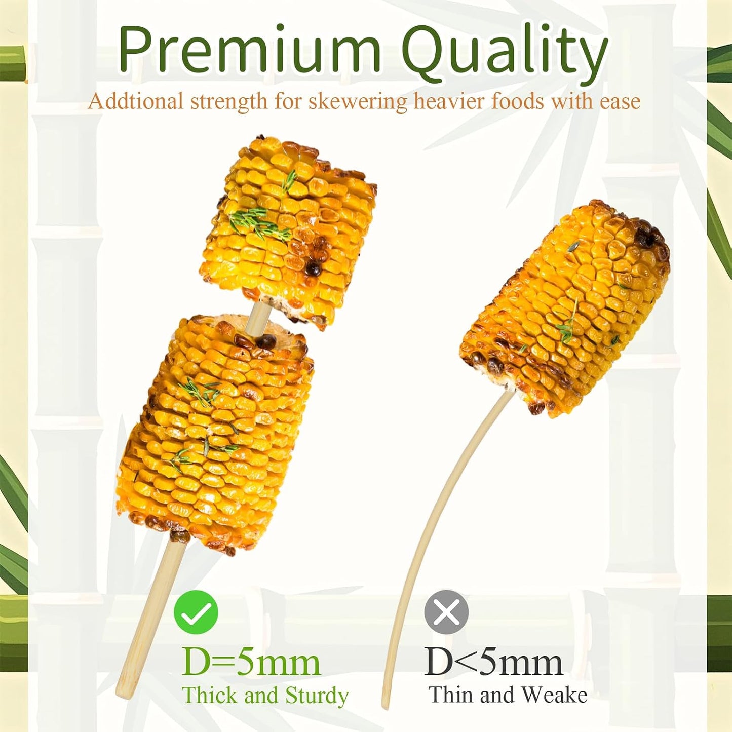 Palitos bambú 0.2x11.81pulg para barbacoa caramelo kebab 100uds