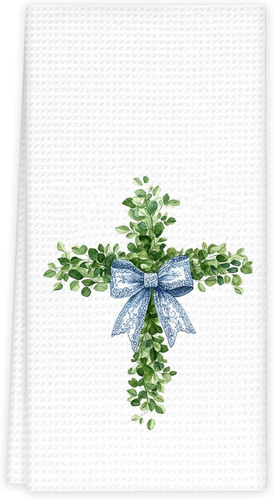 Toallas de cocina con cruz cristiana y versículo bíblico