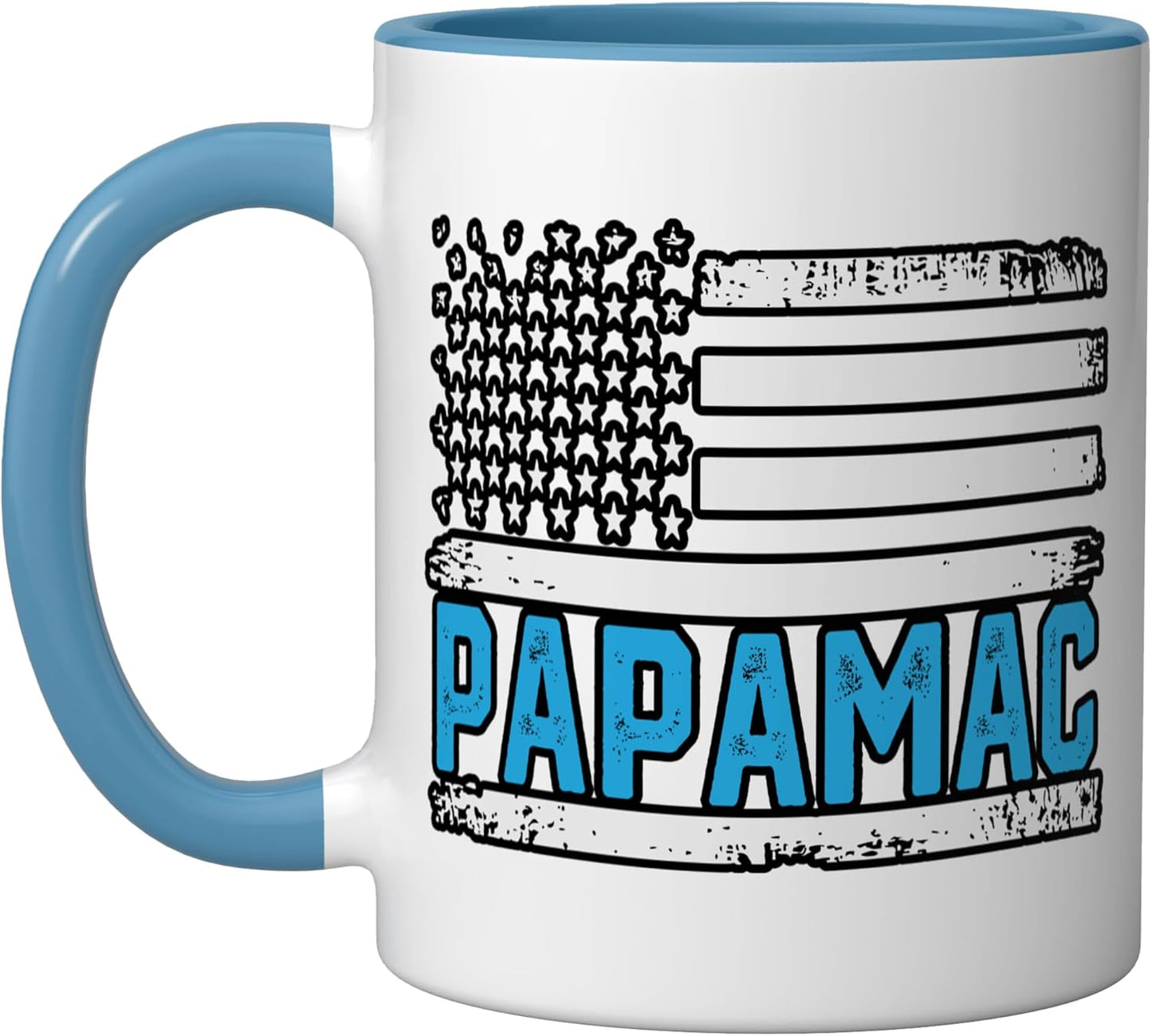 Taza Cerámica Bandera Americana Vintage Azul Blanco