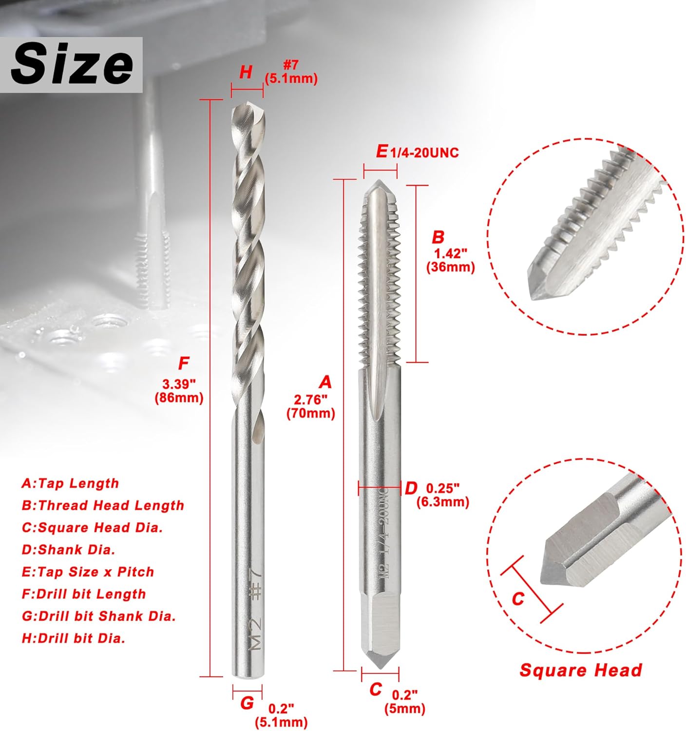 Set Brocas 1/4"-20 UNC M2 HSS para Metal