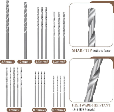 Set 22 Taladros Manuales con 21 Brocas Micro para Joyas y Resina