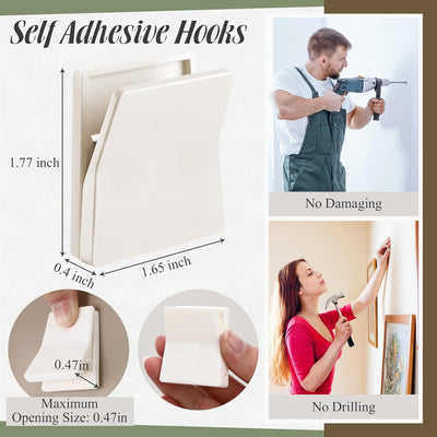 8 clips autoadhesivos grandes sin perforar para tapices de pared y toallas, soporte ajustable para baño, cocina, hogar, oficina, hotel