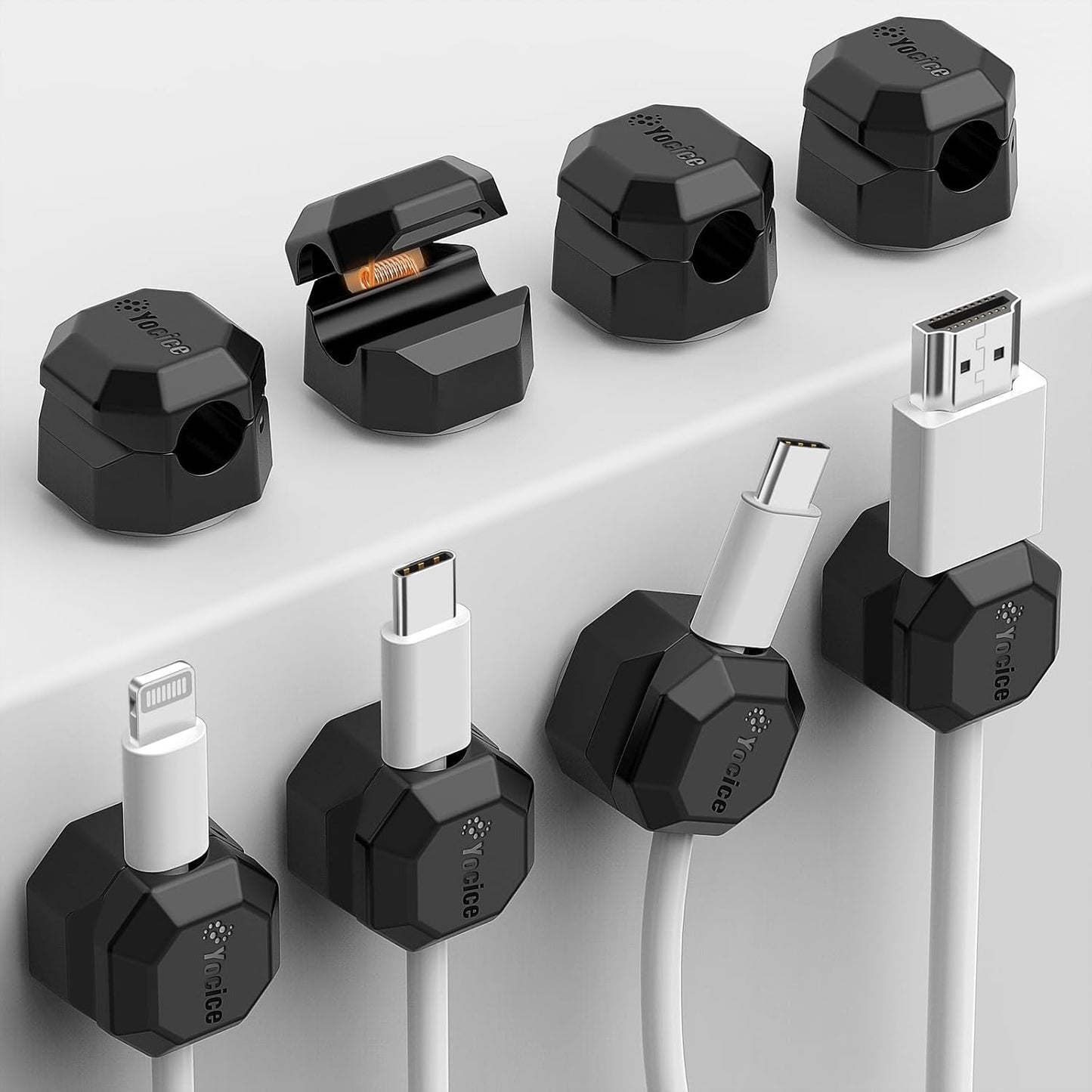 8 Clips Giratorios Cable Adhesivos Organizador Hogar Oficina Coche