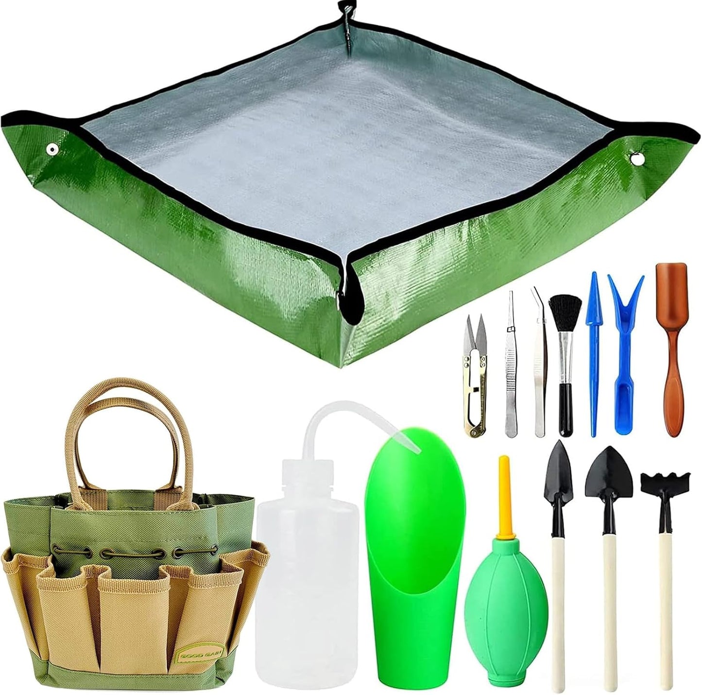 Kit suculentas jardín 15 pzas herramientas mini con soporte maceta