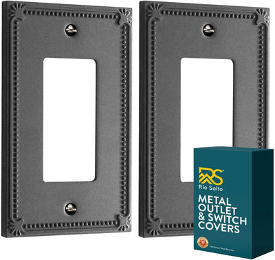 Placa decorativa metal negro mate 5x3.13pulg set 2