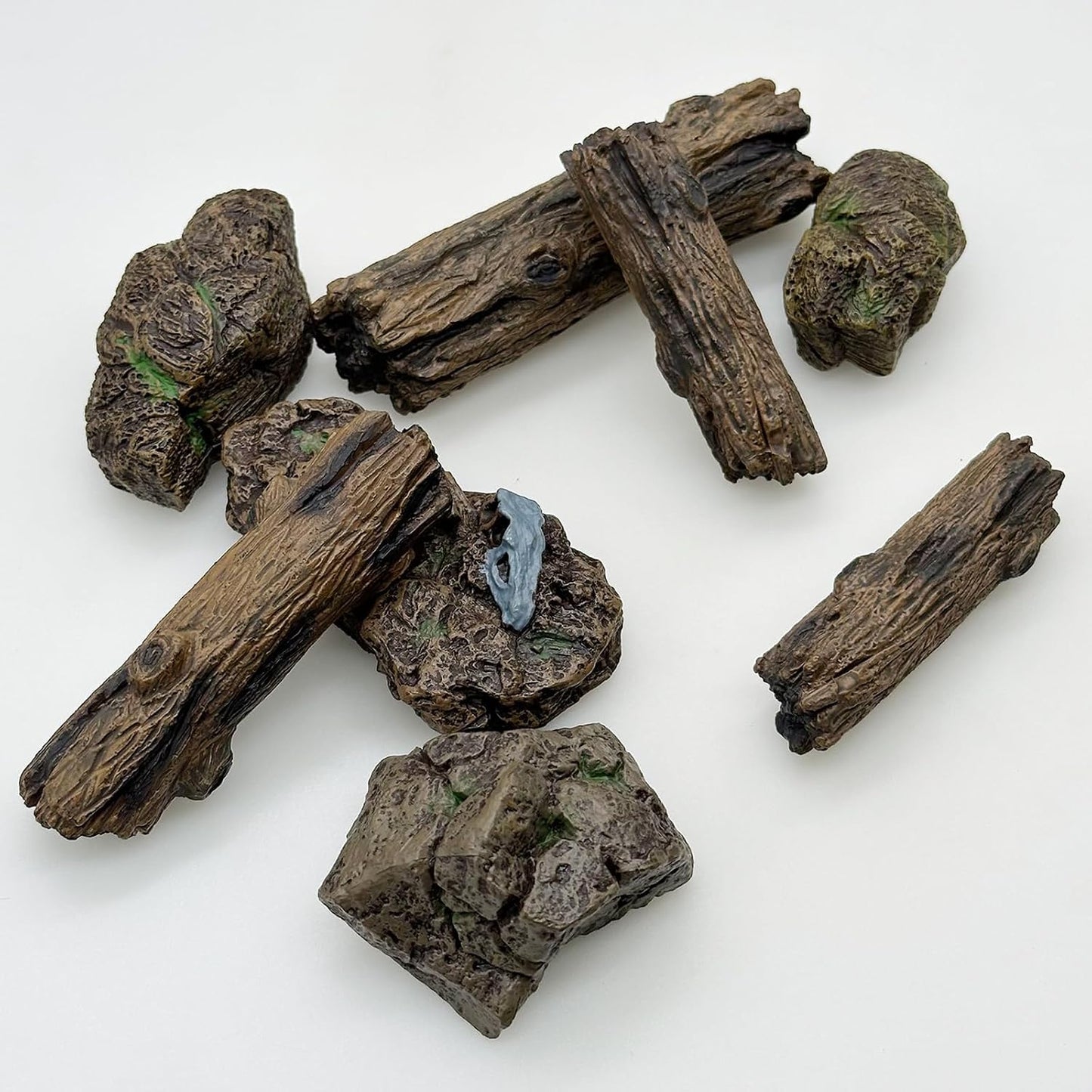 8 Pzas Tocones y Estatuas de Piedra para Micro Tren y Mesa de Arena