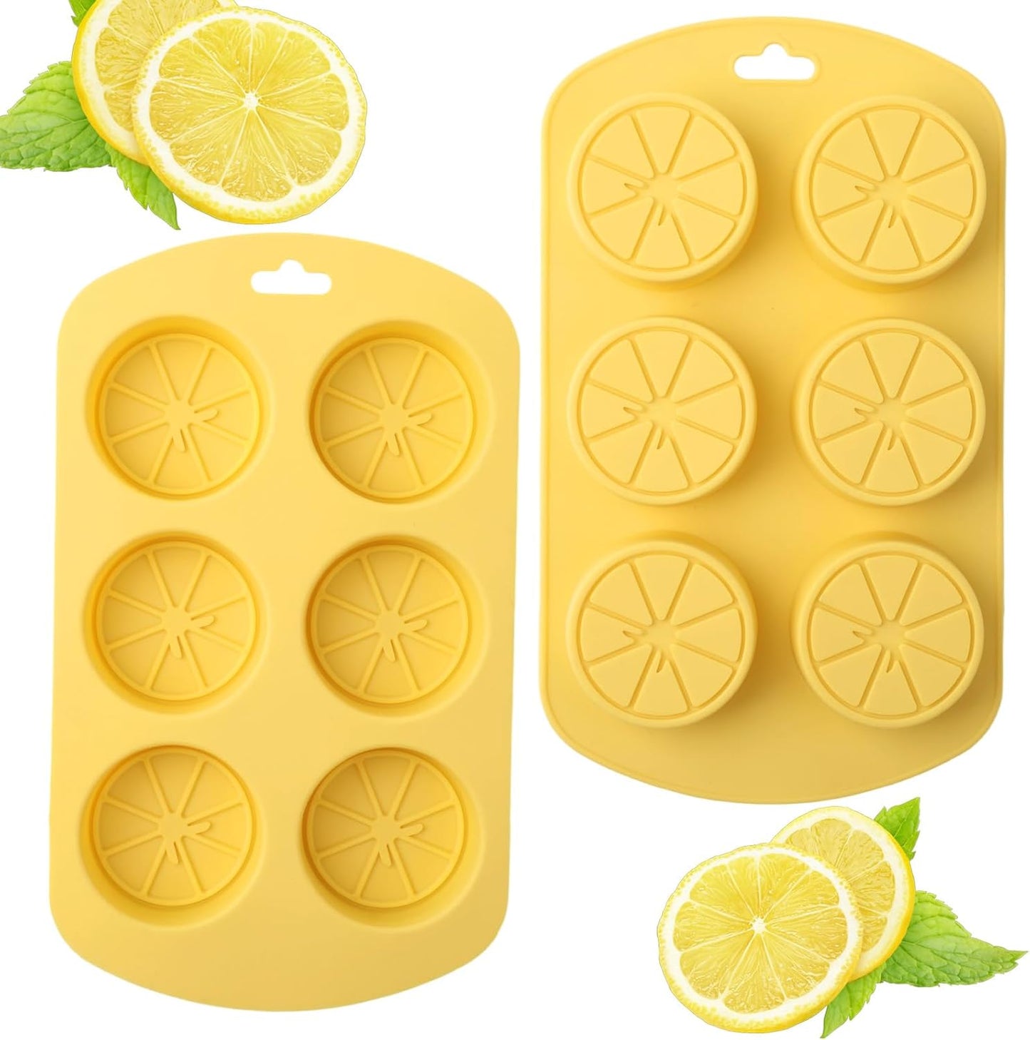 2 Pack Molde Silicón Frutas Forma Limón 6 Cavidades para Chocolates