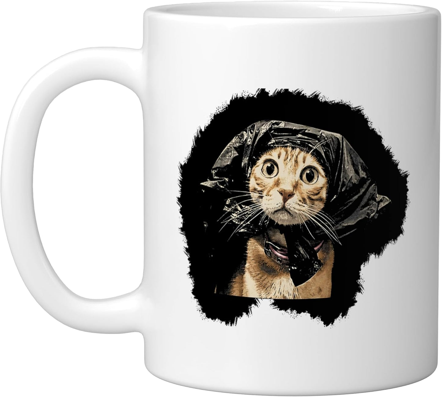 Taza cerámica con meme de gato divertido