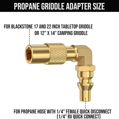 Adaptador RV 1/4pulg codo propano para parrilla 17-22pulg