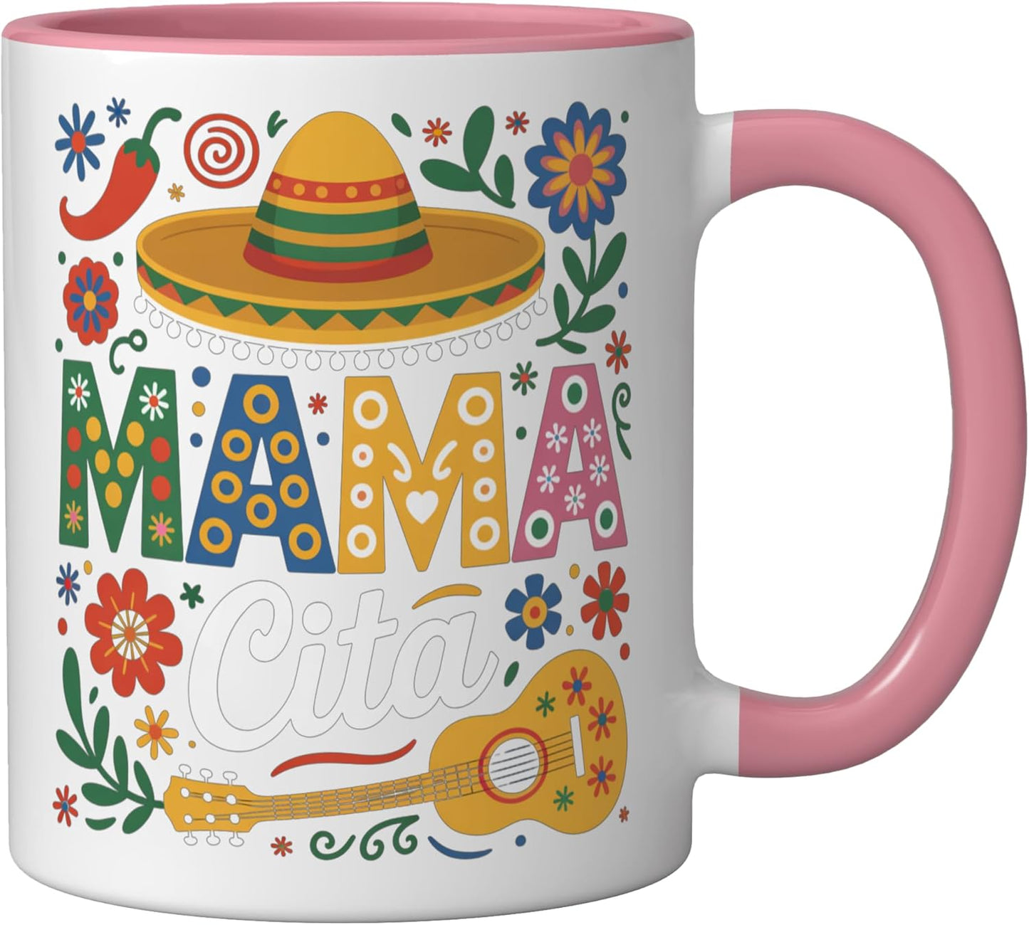 Taza Cerámica Fiesta Cinco de Mayo Rosa/Blanca