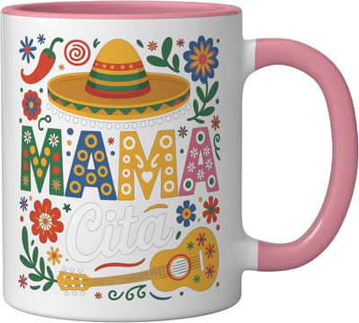 Taza Cerámica Fiesta Cinco de Mayo Rosa/Blanca