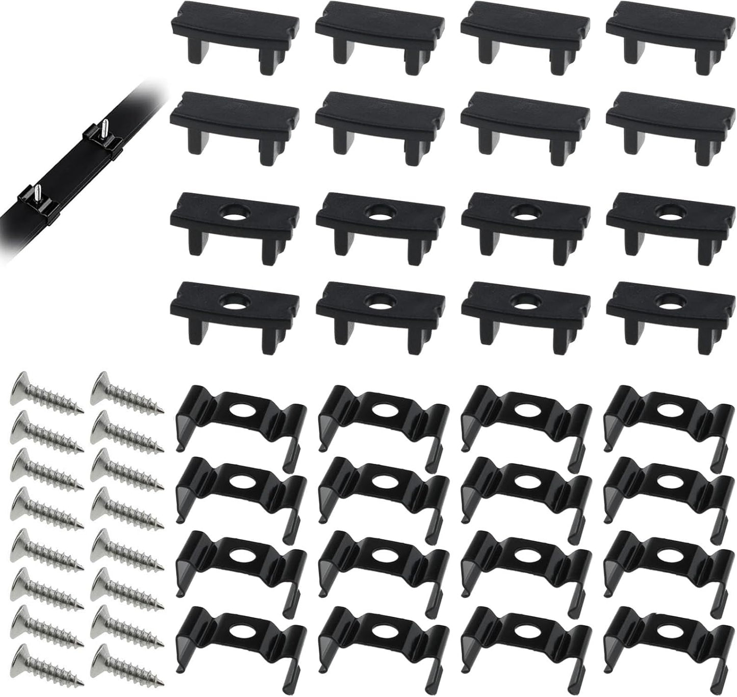 Pack 16 clips metal LED canal con tapas y difusores U