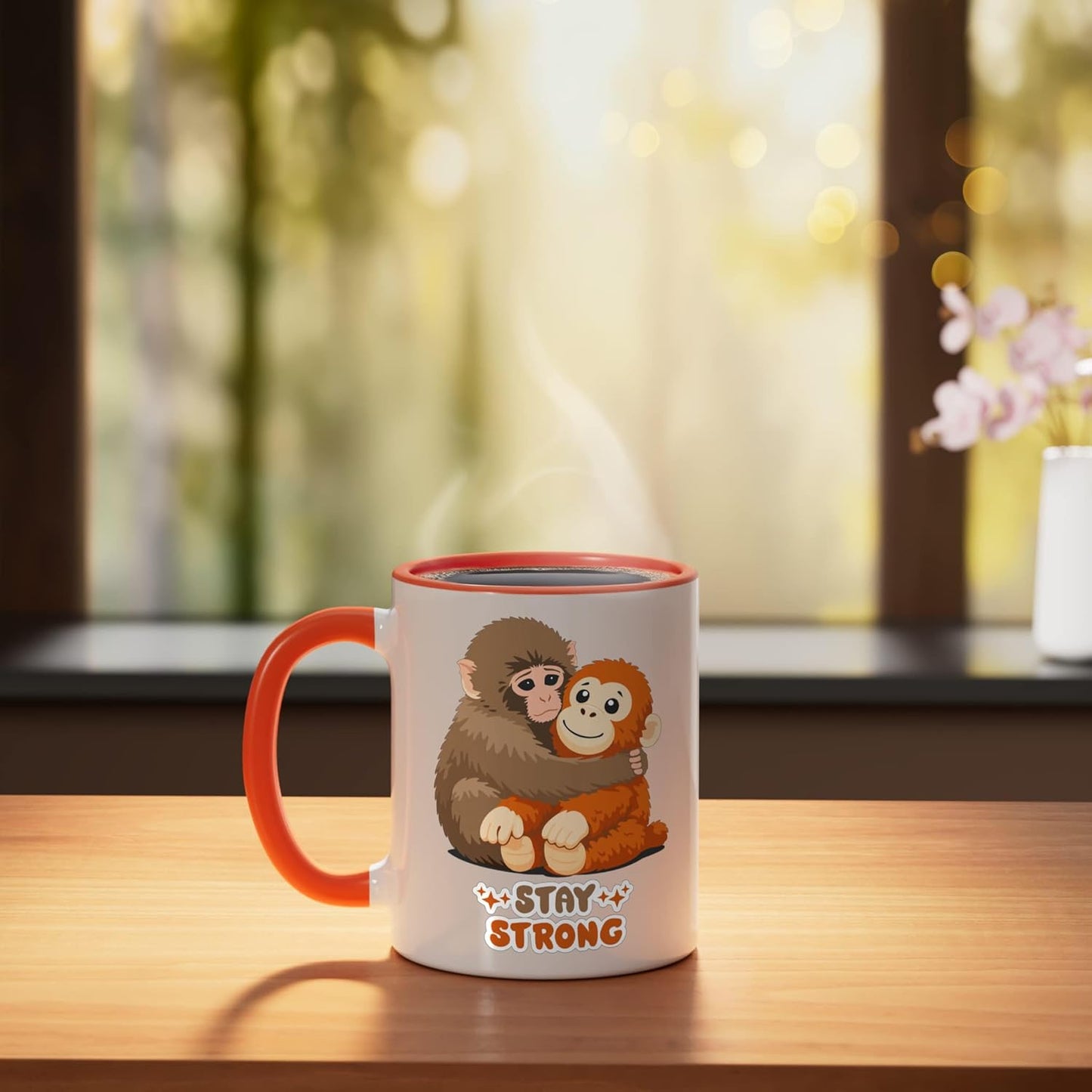 Taza de cerámica Punch-kun Lonely Zoo Mono color naranja/blanco