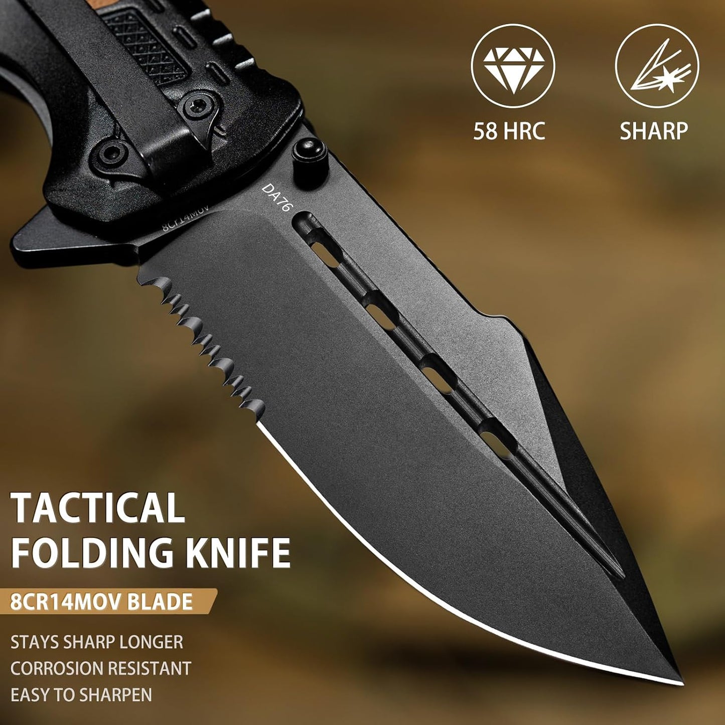 Cuchillo bolsillo 3en1 3.7pulg acero inox supervivencia