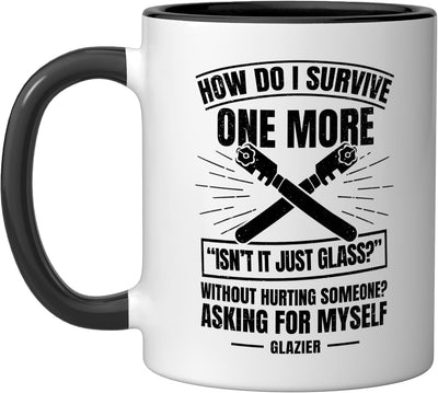 Taza Cerámica Trabajador Vidrio Negro/Blanco