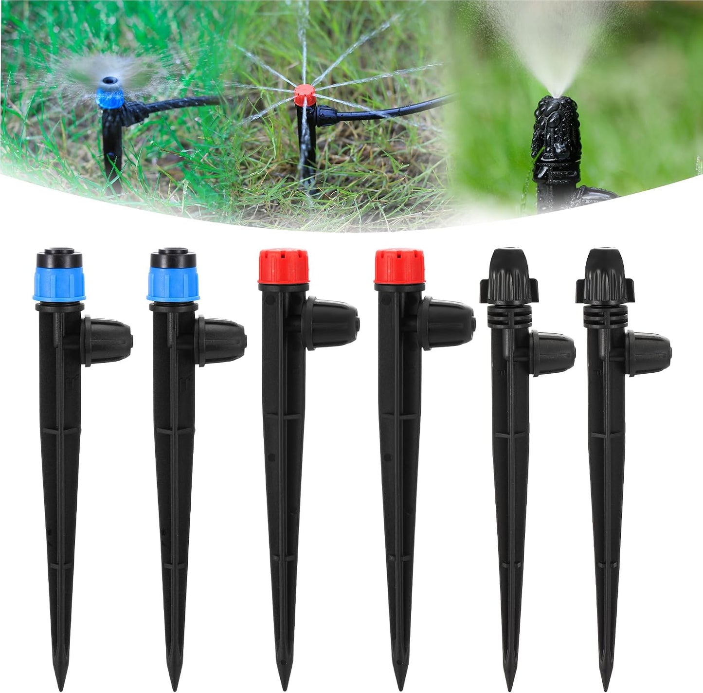 60 Emisores Riego Goteo 1/4pulg Ajustables 3 Boquillas