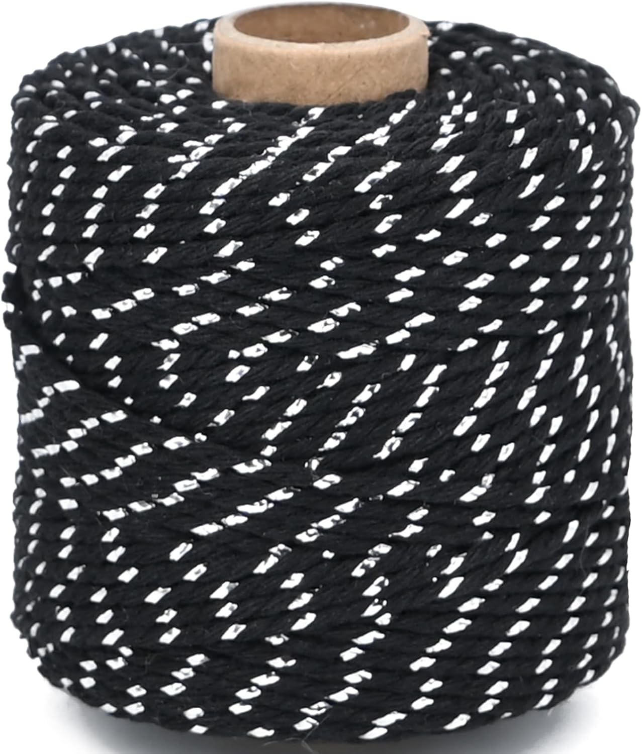 Cuerda algodón plateado y negro 164pies 0.079pulg para manualidades
