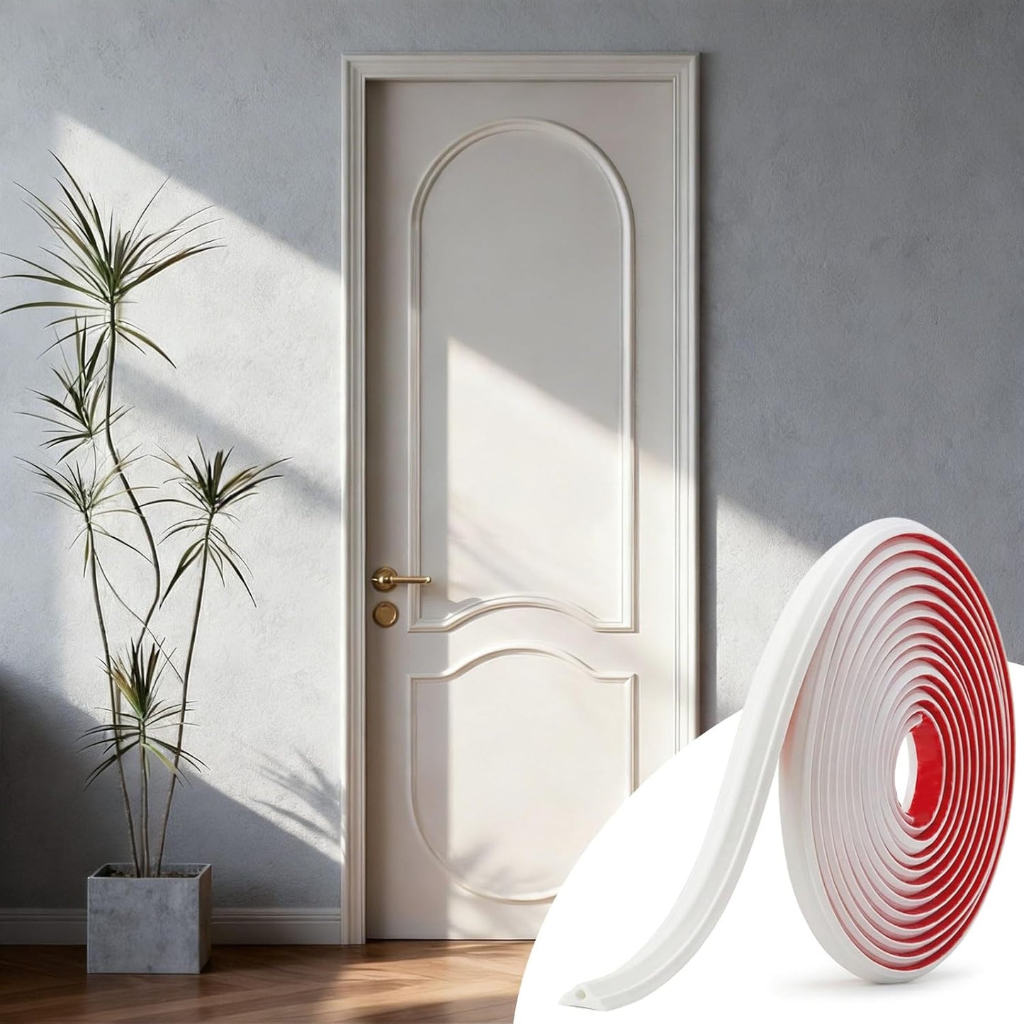Moldura autoadhesiva flexible 20ft para espejos puertas gabinetes blanco