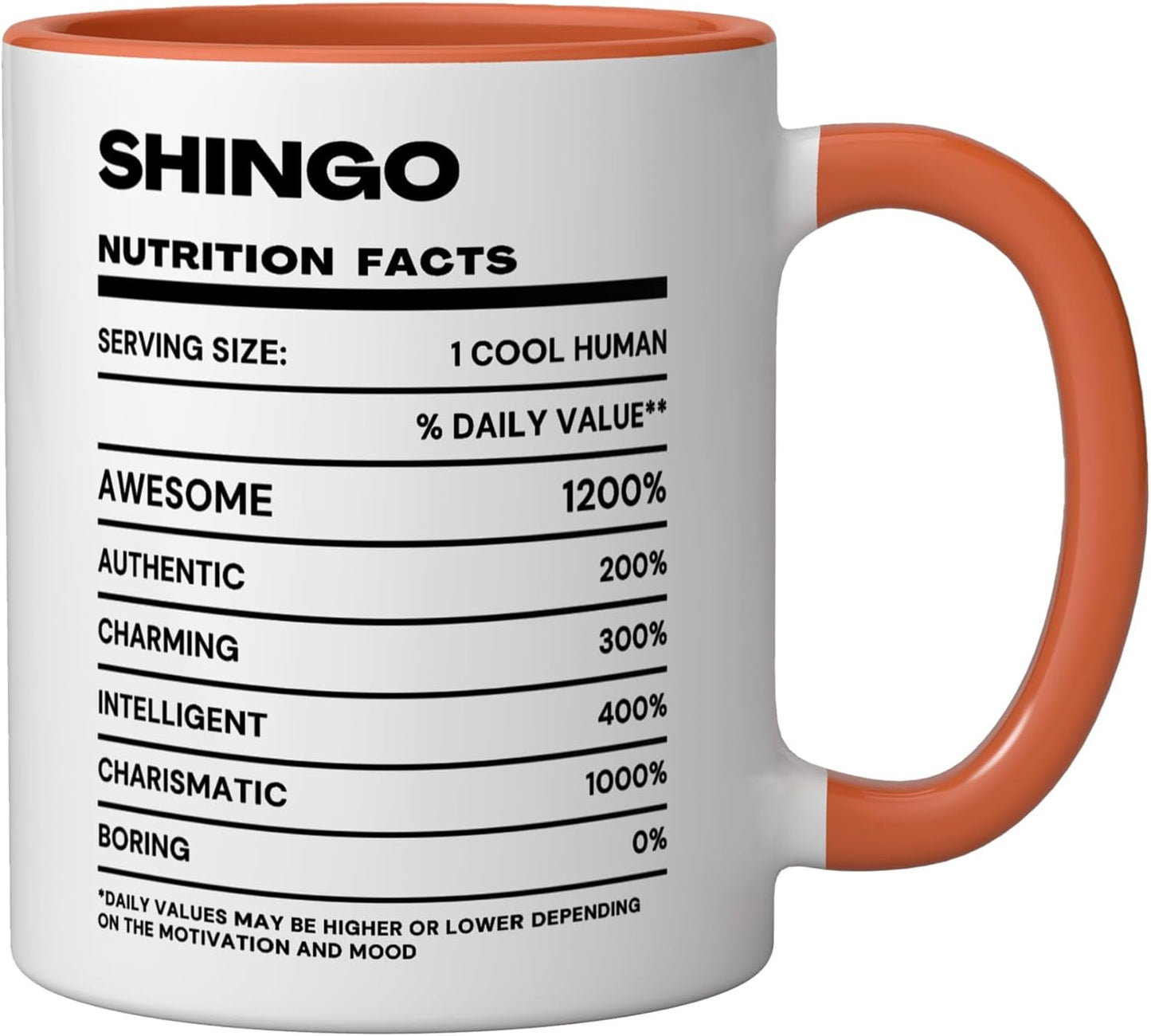 Taza Cerámica Nutrición Datos Color Naranja/Blanco