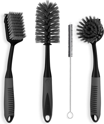 Set 4 Cepillos Cocina Mango Largo Antiderrap Negro