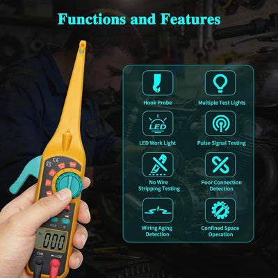 Probador circuito auto 4en1 con sonda gancho