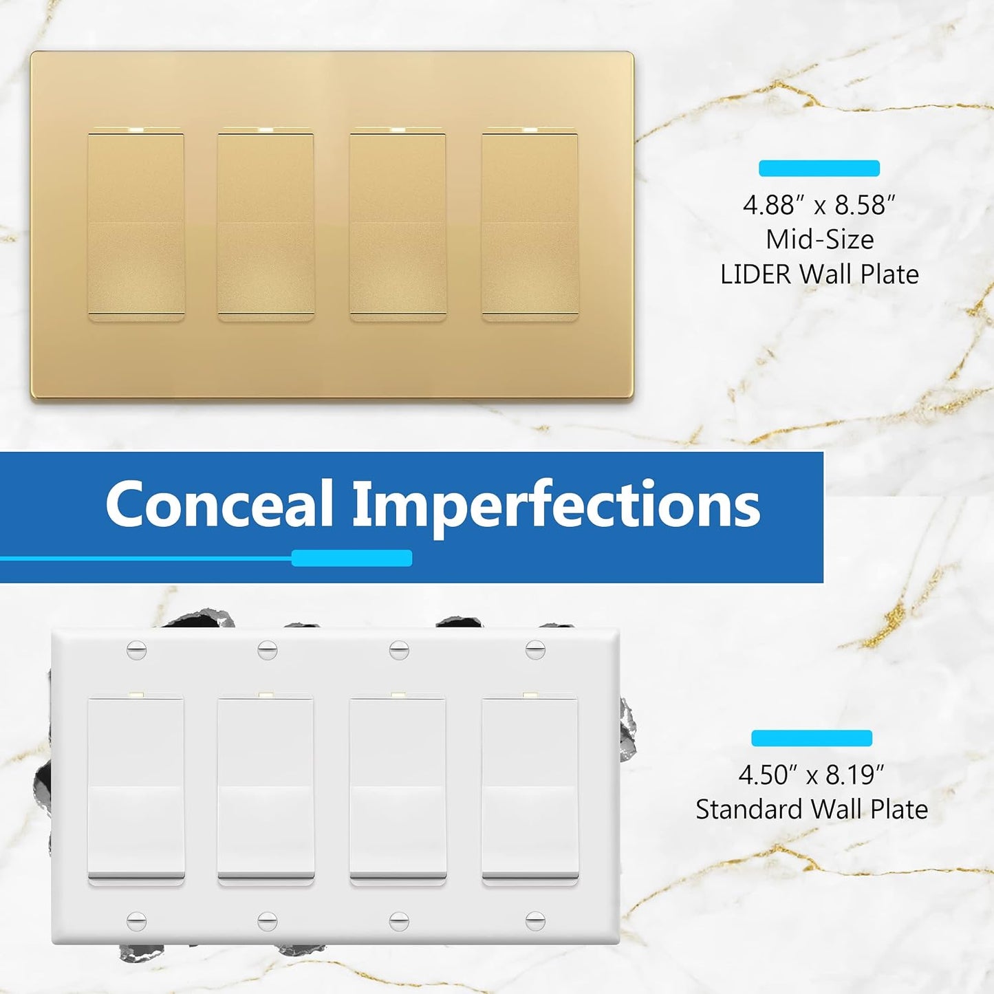 Cubierta decorativa interruptor placa pared 4.88x8.58pulg