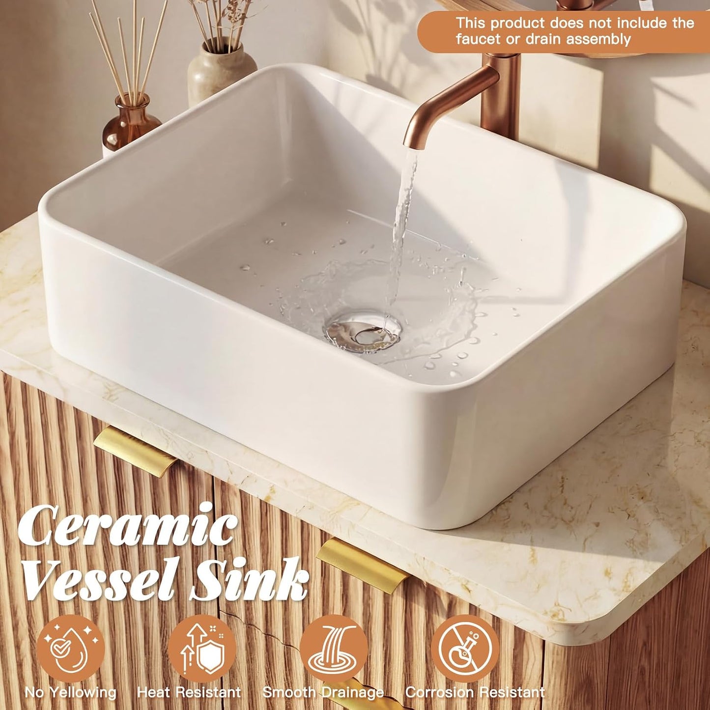 Tocador baño 31pulg cerámica 4 cajones roble