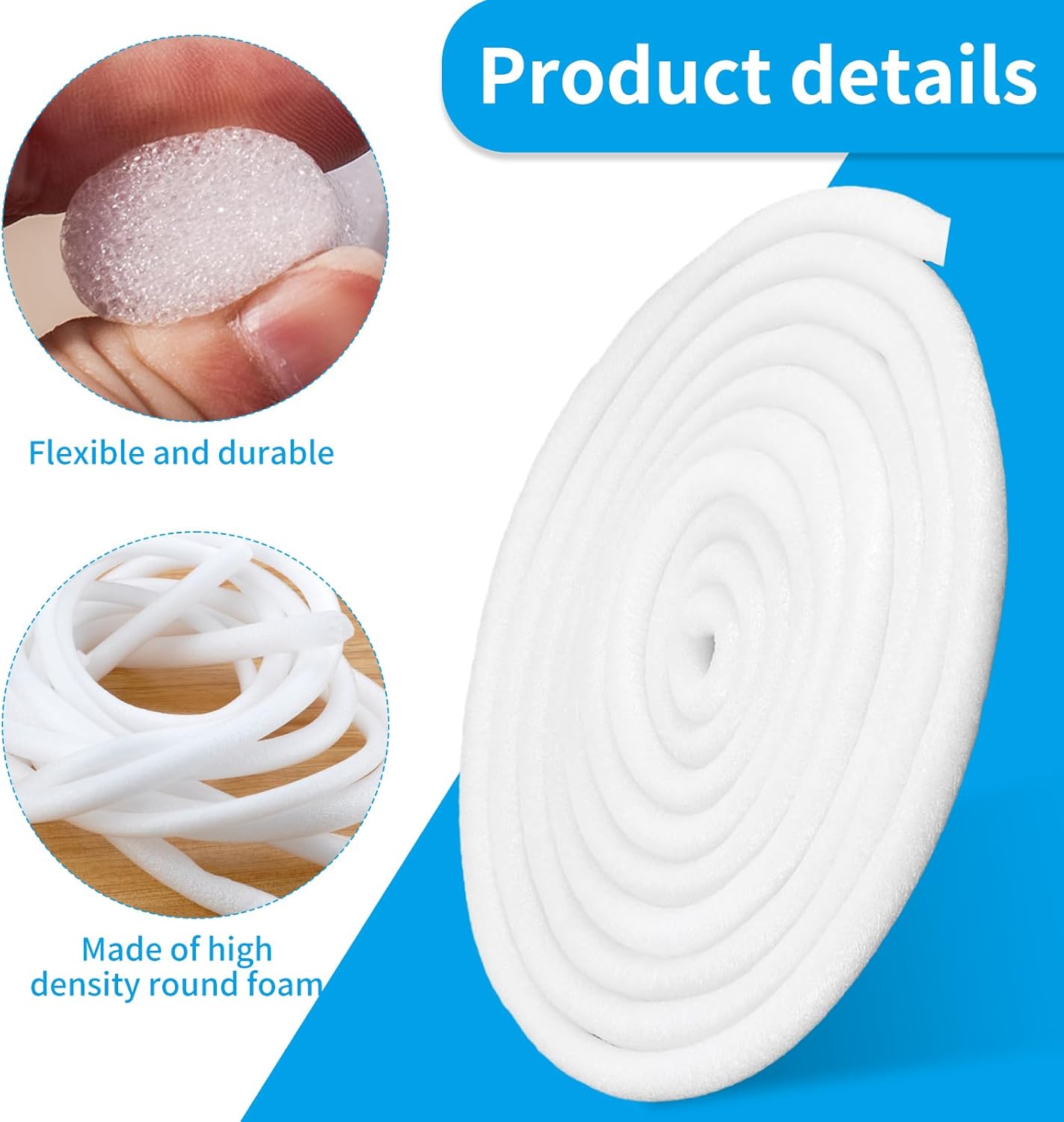 Varilla selladora espuma flexible 0.7pulg para grietas pared
