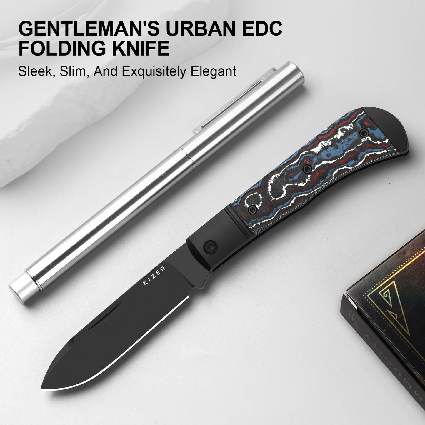 Cuchillo bolsillo EDC hoja DLC 2.95pulg aluminio negro