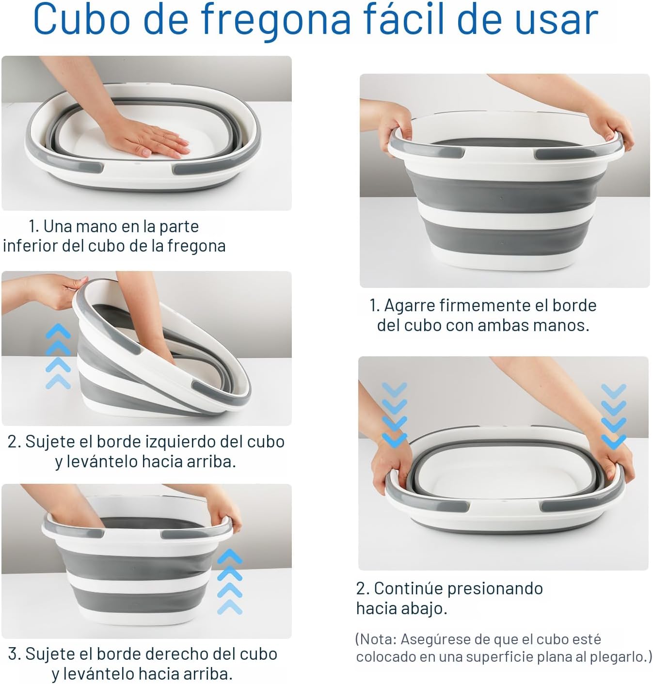 Cubo trapeador plegable 16L silicona para limpieza