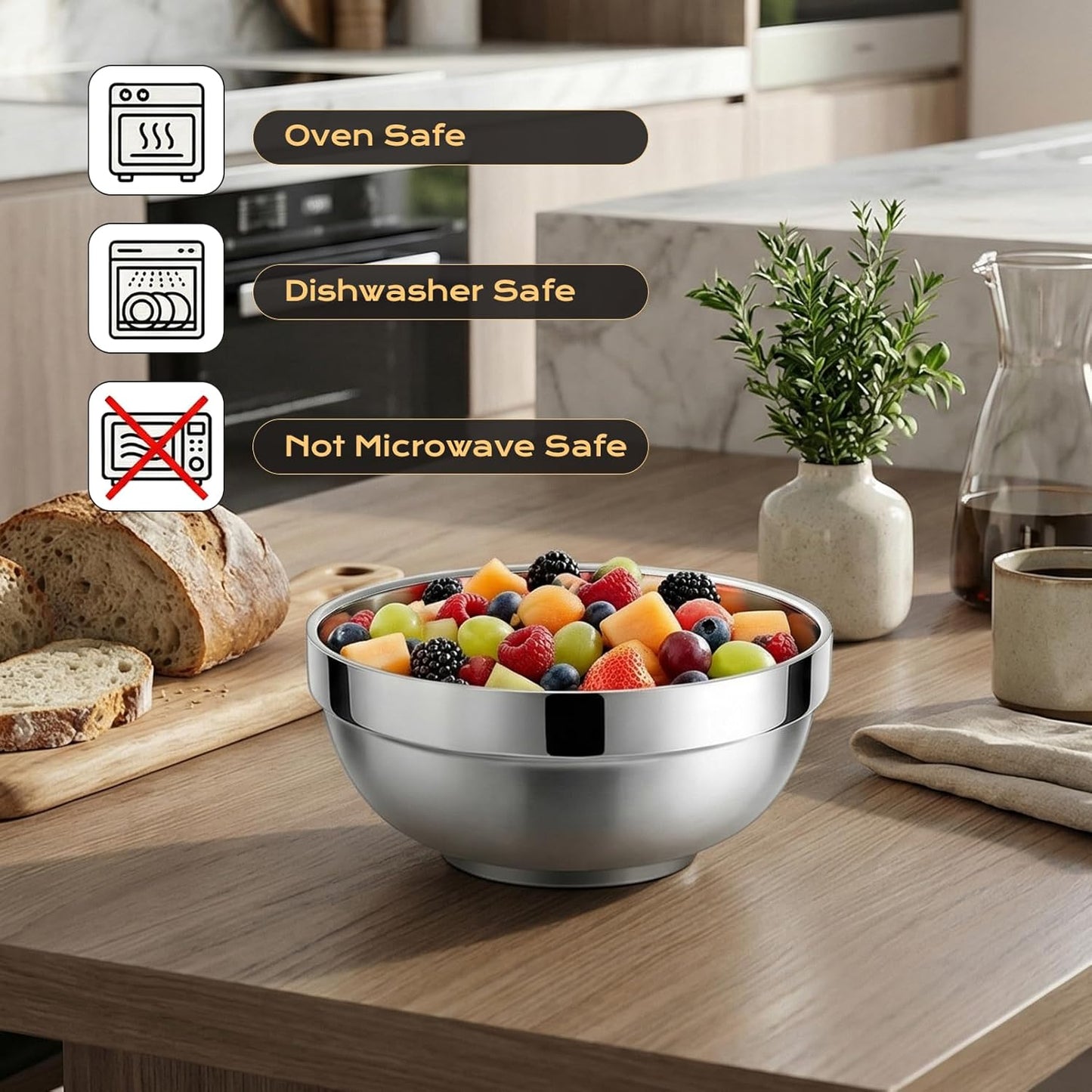 Paquete de 6 cuencos de acero inoxidable aislados doble pared 15 oz para sopa, arroz, cereales y aperitivos