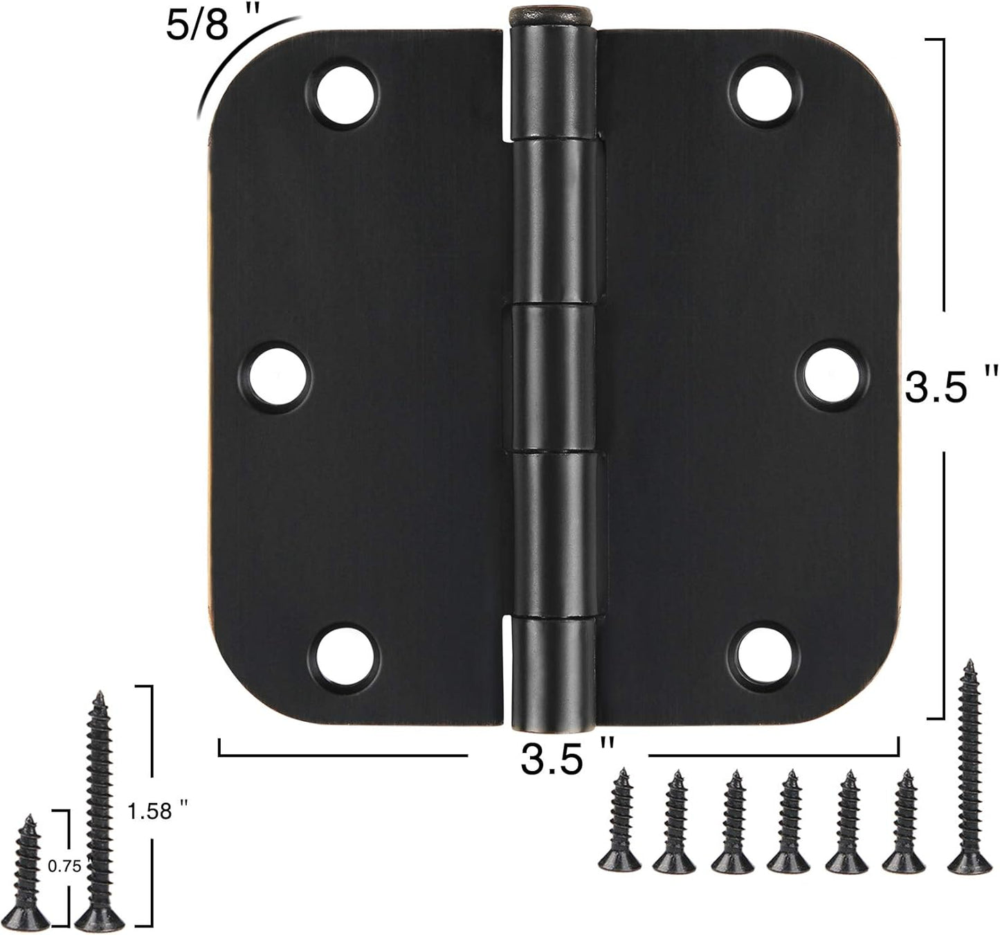 Pack 18 Bisagras Puerta Interior 3.5pulg Esquinas 5/8pulg