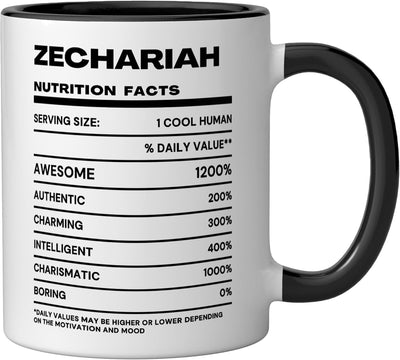 Taza cerámica Zechariah Nutrition Facts Name negra/blanca